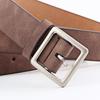 Womens Square Buckle PU Belt In Minimalist Streetwear Style Adjustable Waistband Casual Outfits Coffee White Beige Pink