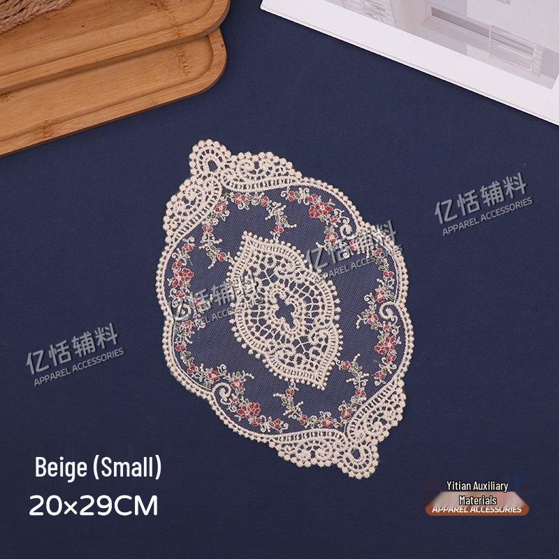 French Retro Lace Floral Table Placemat - European Pastoral Design for Afternoon Tea