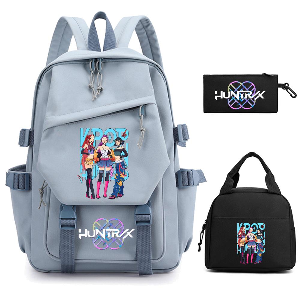 3 Stück/Set Anime Cartoon Kpop Dämonenjäger Bedruckter Rucksack für Teenager Kinder Schüler Große Kapazität Schultasche Mädchen Geschenk Damen Reisetasche Mochila