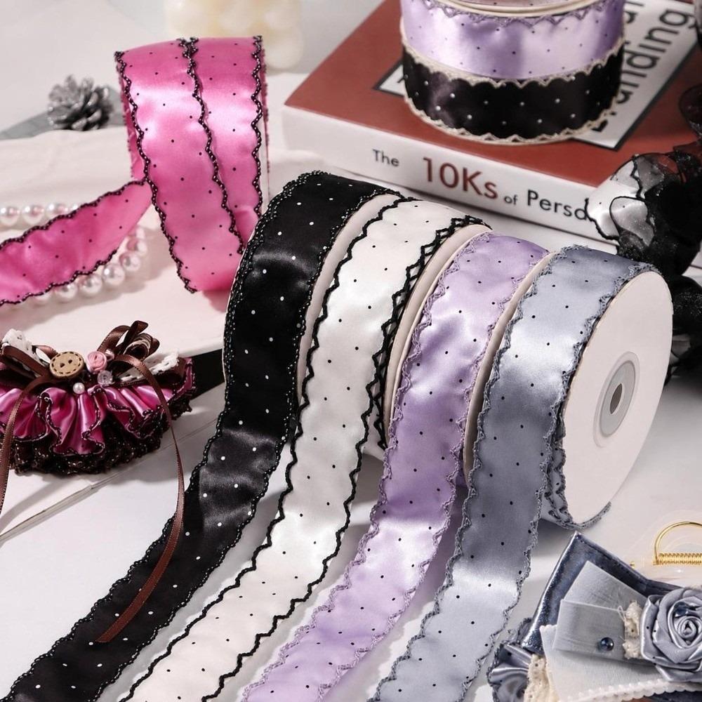 DIY Bow Satin Fabric Ribbons Gift Box Bouquet Tape Ribbons Hair Accessories Dot Lace Ribbon Gift