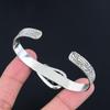 Natural Black Fossil Coral Gemstone Bangle Adjustable 925 Sterling Silver