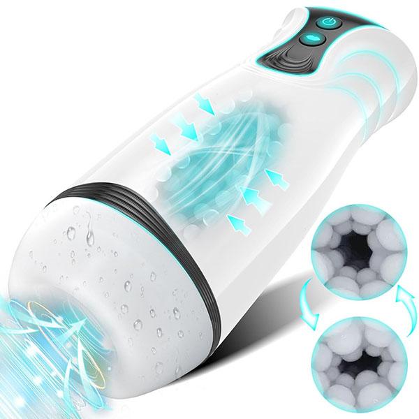 Automatický sací mužský masturbátor, 3v1 mužský tahač s 10 vibracemi a 4 sáními a jedním kliknutím Climax, pumpa na penis bez použití rukou s 3D texturou