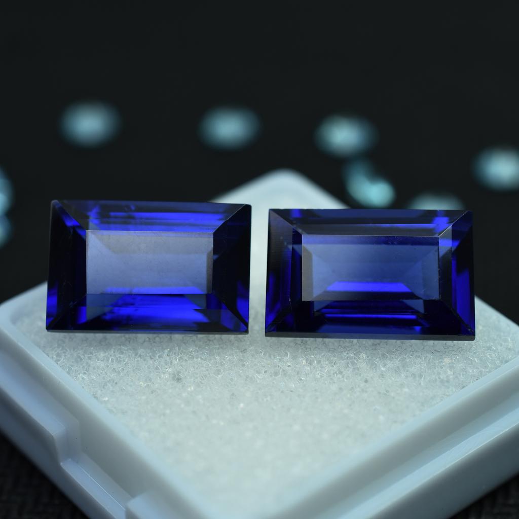 20 Ct Natural Making Jewelry Blue Sapphire Emerald Cut Certified Loose Gemstones
