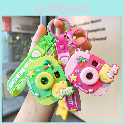 Cute Silicone Keychain Adorable Projector Camera With Glowing Light For Backpacks And Cars