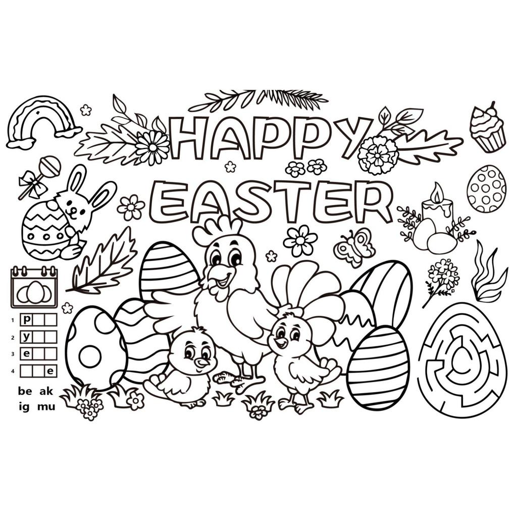 Easter Egg Children's Paper Placemats, Holiday Decoration Items, Disposable Paper Table MATS.