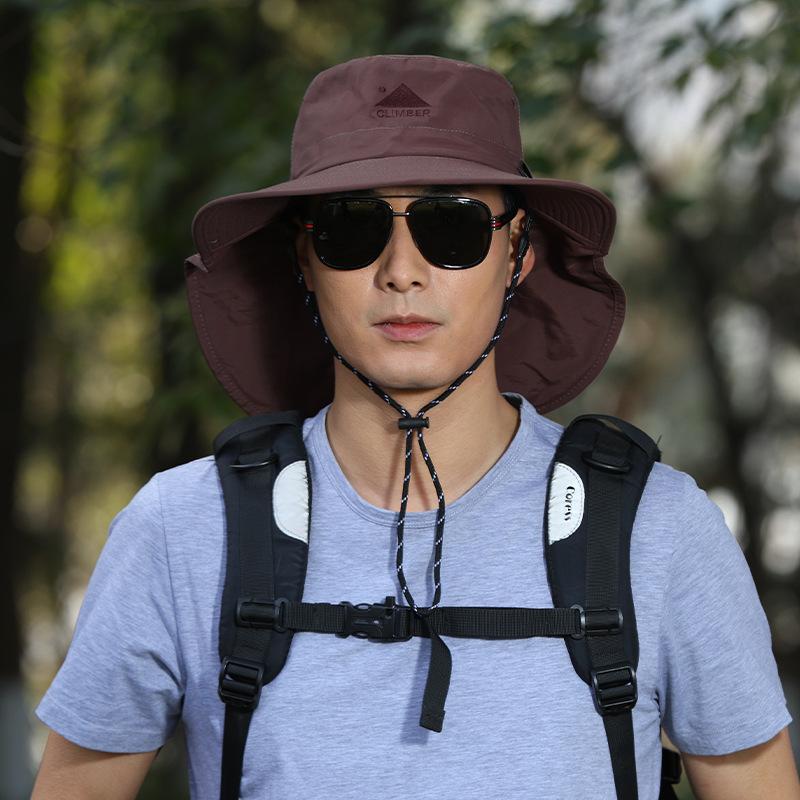 Utomhus Västerländsk Cowboyhatt Herr Sommar Andningsbar Solskydd Solhatt Vandring Klättringshatt Snabbtorkande Vindtät Fiskemössa