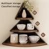 Corner Cup Holder Shelf 3-Tier Wood Kitchen Organizer for Mugs Coffee Cups Space-Saving Desktop Storage Rack for Countertop
