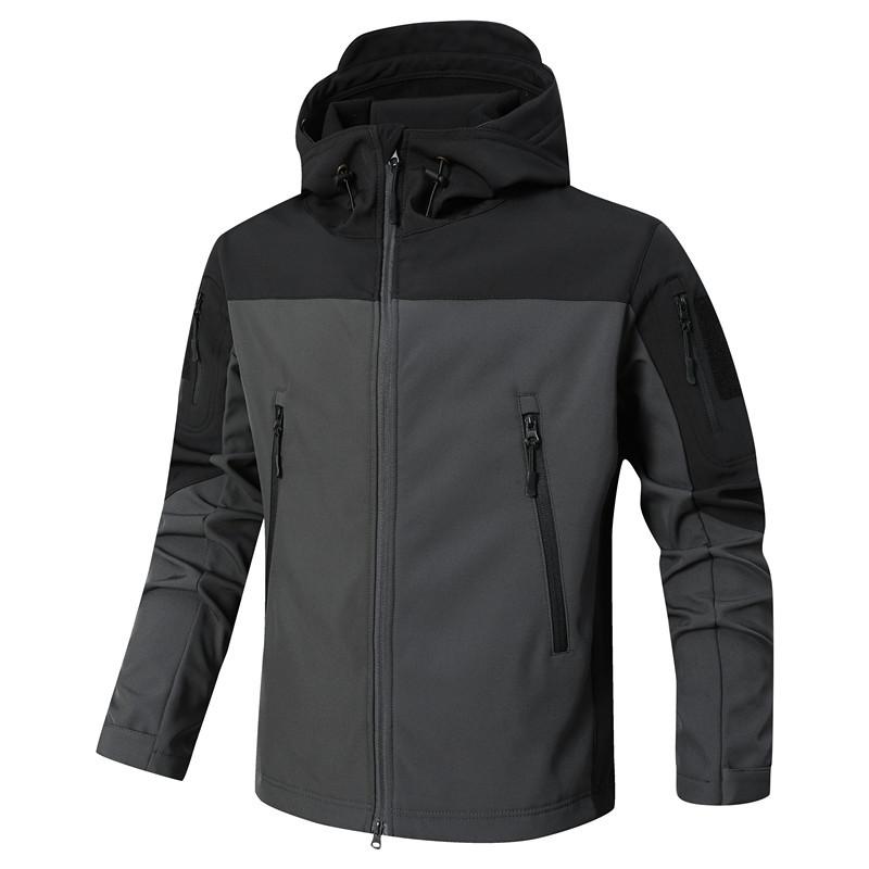 Splicing Shark Skin Ladejacke Winddicht Taktisch Frühling, Herbst Und Winter Herren Softshell Funktionale Jacke Mit Kapuze