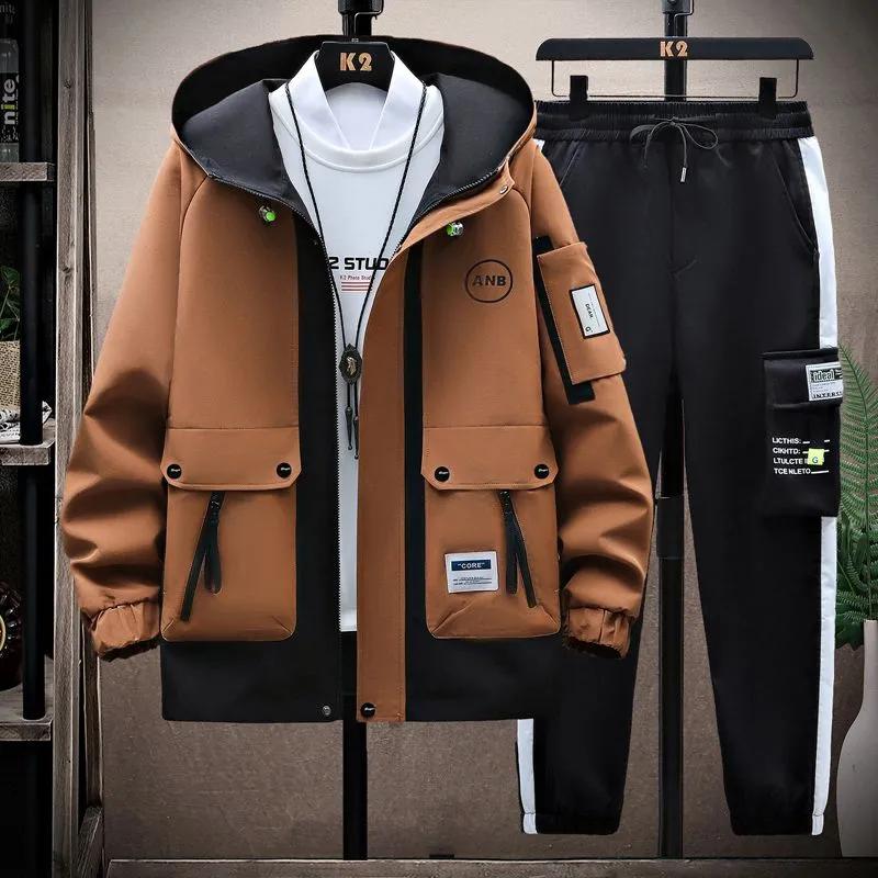 Men Autumn Casual Sets Hooded Jacket + Pants Sportswear Two Piece Set