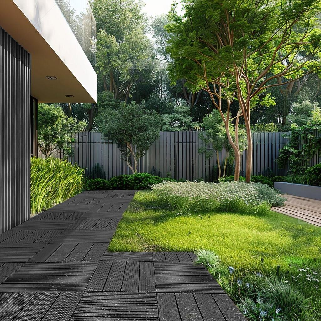 Interlocking Deck Tiles 36 Pack 12"x12" Plastic for Porch Dark Grey