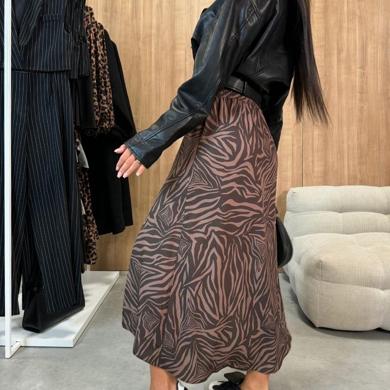 Herbst Damenmode Hohe Taille Schmal Geteilter Bedruckter Halbkörperrock