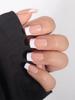 Secret Lives Glossy Reusable Artificial Translucent Peach Color with White Tips French Designer Luxury Fake False Press On Nails 24 Pieces Set with