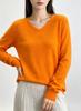 Women's 100% Pure Wool V-Neck Loose Knit Sweater - Solid Color Autumn/Winter Basic Layer