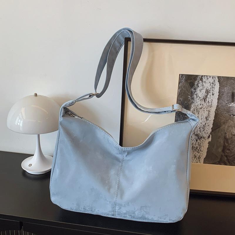 

Популярная нейлоновая женская новая однотонная большая вместительная повседневная наплечная сумка-мессенджер тоут для женщин синий