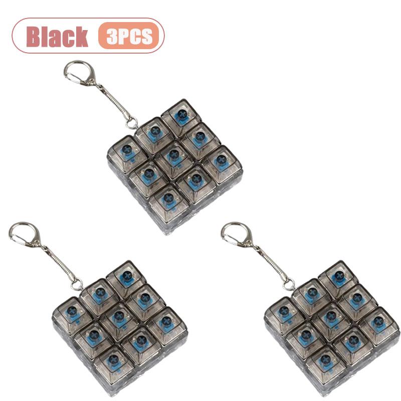 1-20Pcs Creative Transparent Stress Relief Mechanical Keyboard Tester Gift Led Fidget Keychain With 9 Buttons Keyring For Kids