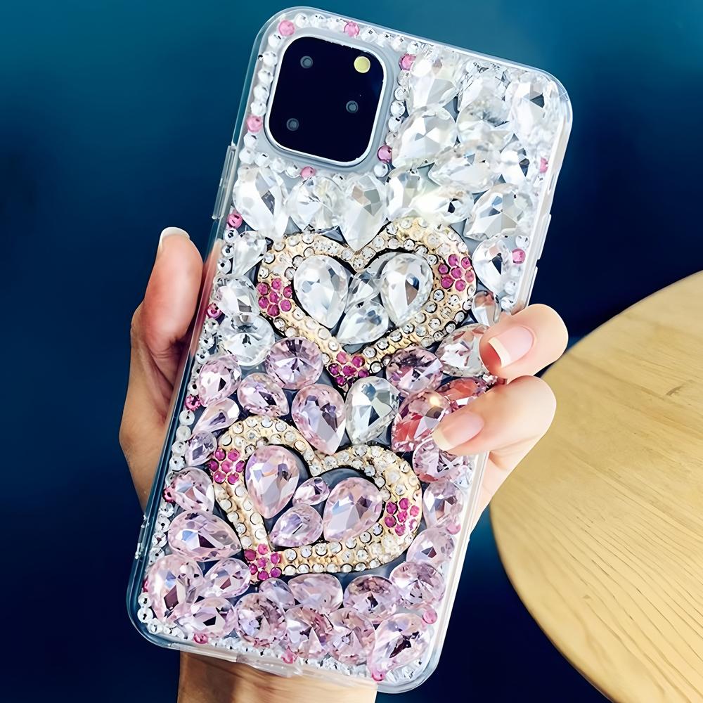 

Glitter Bling Rhinestone Phone Case For Samsung Galaxy A17 A16 A15 A14 A13 A12 A07 A06 A05 A05S 4G 5G Crystal Diamond Heart Design Cover Samsung Galaxy A17 розовый