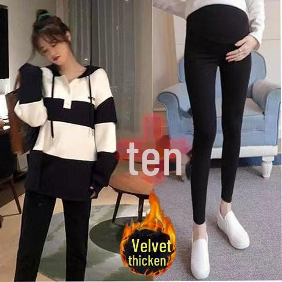 Stylish Cotton Maternity Suit: Belly-Concealing Hooded Pullover with Contrasting Colors