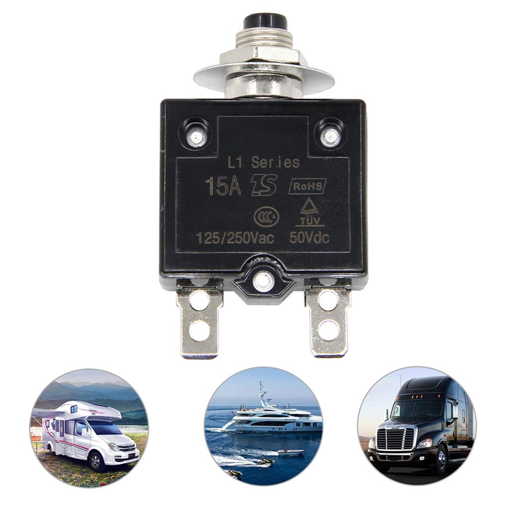 15 Amp Manual Resets Thermals Circuit Breakers 125 250V 50V Overloads Protectors for Home Appliances and Vehicles