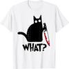 Figured Cat What_ Funny Black Cat Shirt, Murderous Cat with Knife T-Shirt Funny Graphic Tshirt Novelty Tee