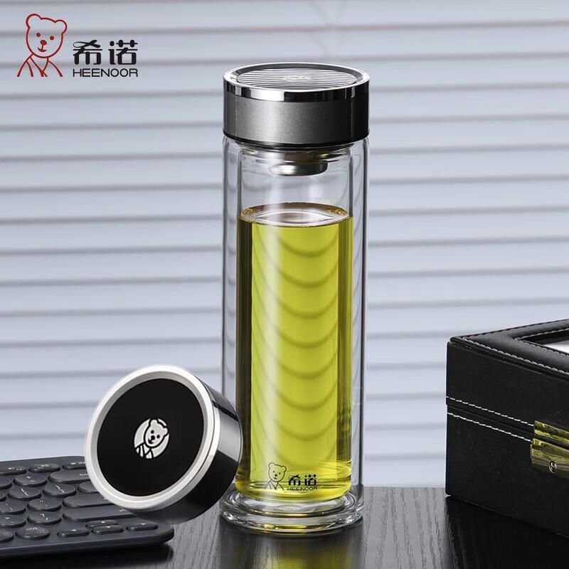 HEENOOR Double-Layer Glass Tea Infuser Bottle