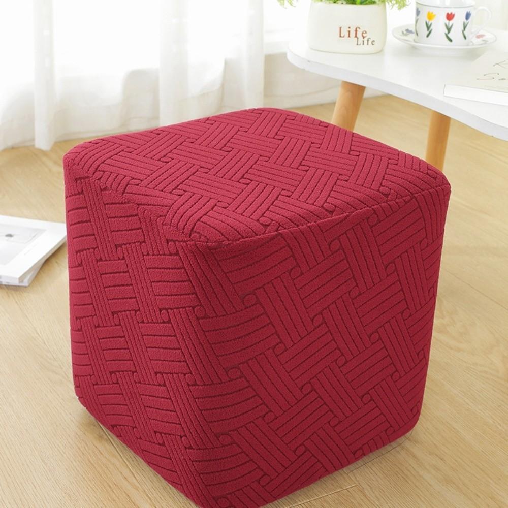 Однотонный квадратный чехол на пуфик Т-образной формы чехол на подставку для ног новый жаккардовый чехол на оттоманку домашний декор темно-красного