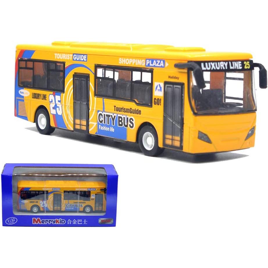 1/32 Scale City Double Decker Bus Toy Die Cast Pull Back Vehicles Mini Bus Model Car Toys Lights and Music