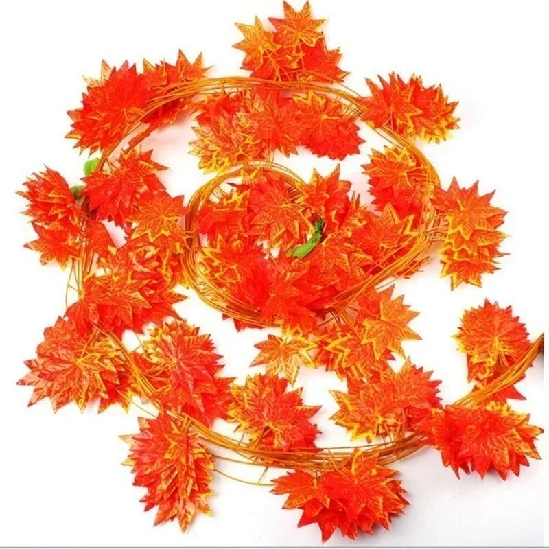 1X Great Artificial Fall Maple Leaf Garland Silk Vine Wedding Garden Decor