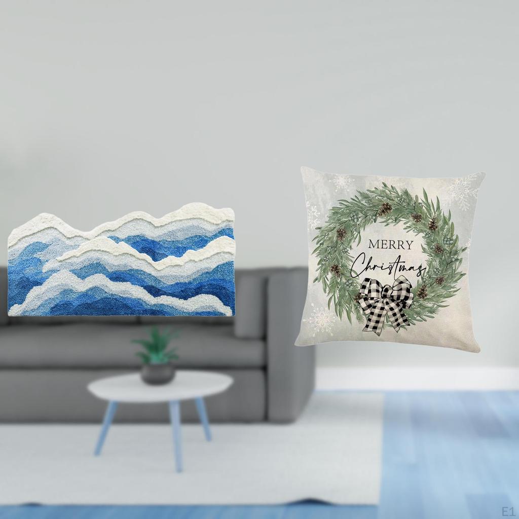 Area Rug Soft Ocean Wave Flocking Texture with Non Slip Washable Polyester Material And Christmas