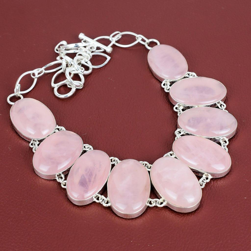 Rose quartz gemstone necklace 925 sterling silver necklace adjustable chain necklace handmade jewelry birthstone necklace anniversary gifts