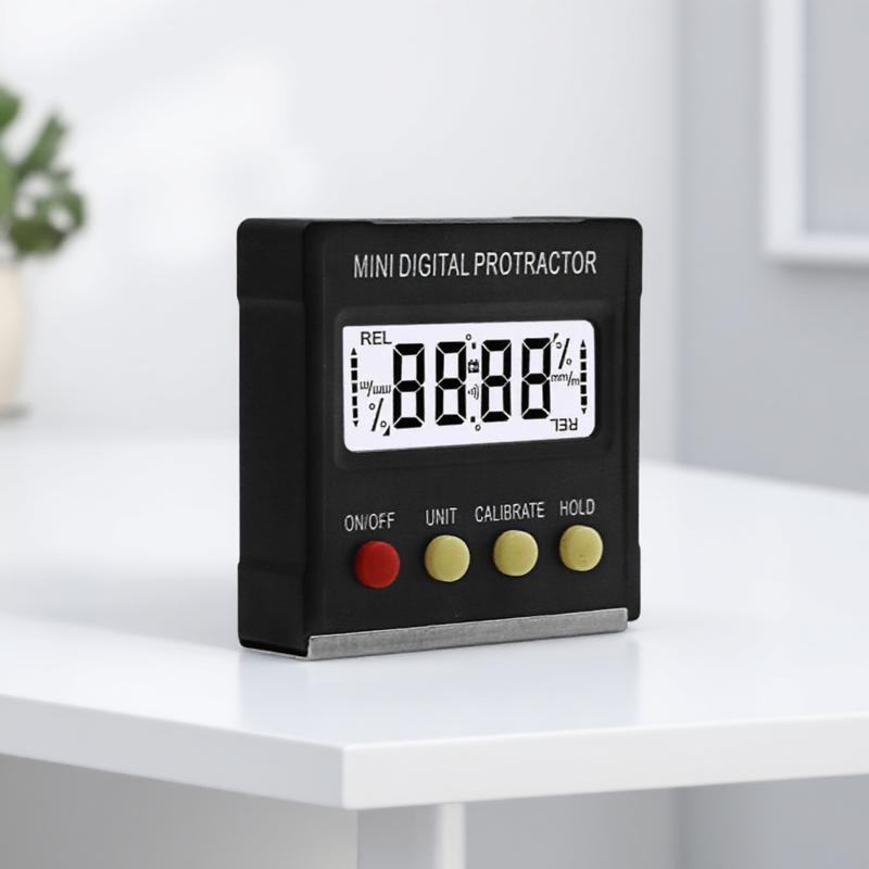 

360 Degree Mini Digital Protractor Inclinometer Electronic Level Box Magnetic Base Stonego Measuring Tools Include Battery чёрный