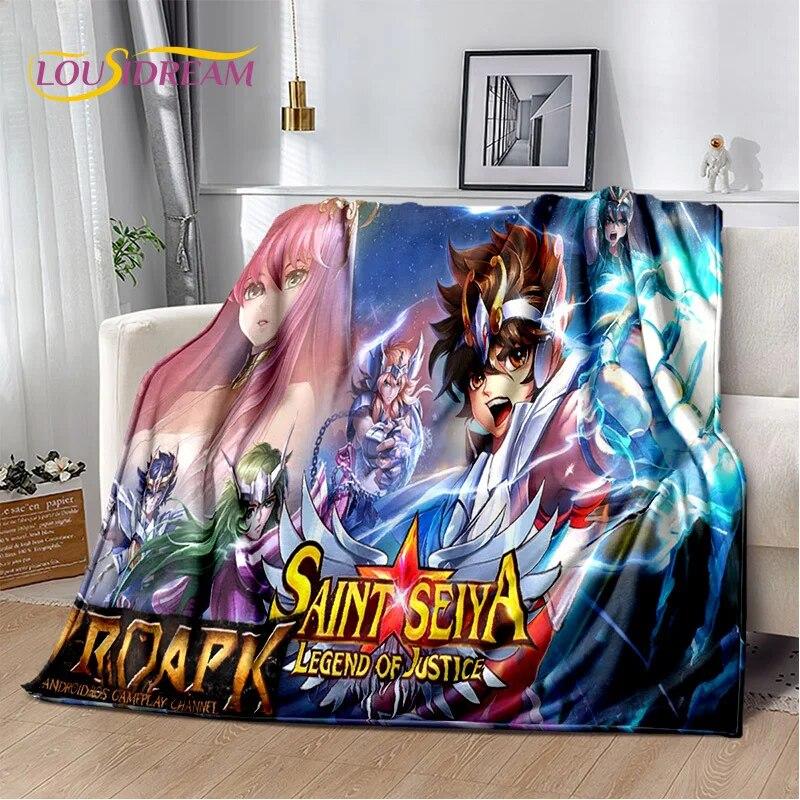Cartoon Saint Seiya Retro Anime HD Blanket,Soft Throw Blanket for Home Bedroom Bed Sofa Picnic Travel Office Cover Blanket Kids