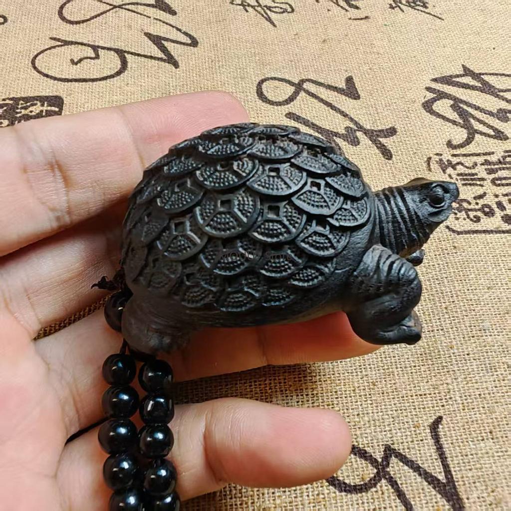 Agarwood Sculpture Money Turtle Ornament Wooden Turtle Office Home Figurines Decoration Accessories Birthday Gift for Family