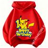 Children Pikachu Birthday Number 1-9 kid hoodie Boys Girls Casual Short Sleeves Tops Summer Kids long-sleeved hoodie