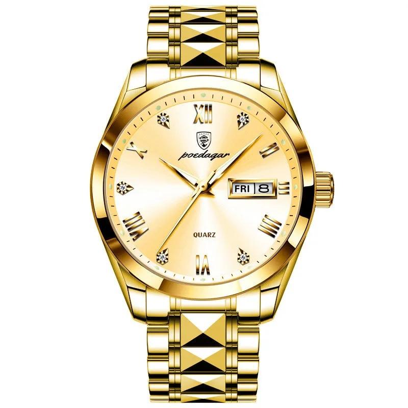 POEDAGAR Top-Marke Luxus Mode Grüne Zifferblatt Uhr Herren Wasserdicht Leuchtend Wochentag Datum Uhr Sportuhren Quarz Armbanduhr