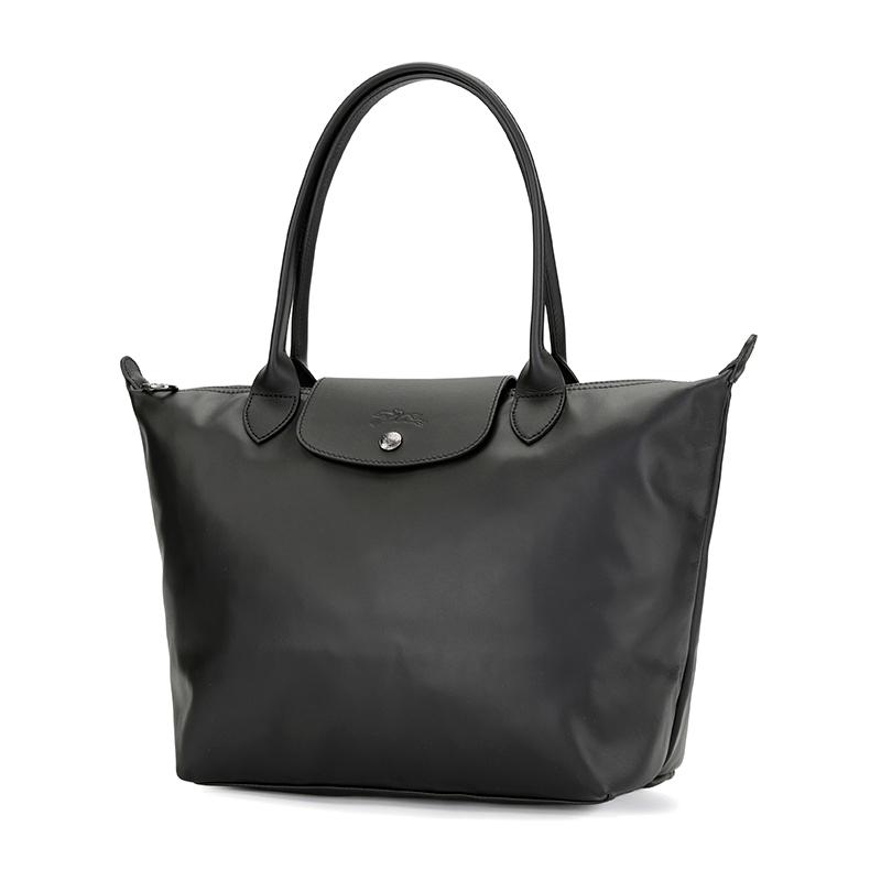Longchamp Le Pliage Xtra Schnapp- und Reißverschluss Leder Schulter-Tragetasche Damen Handtaschen Schwarz 2605987001