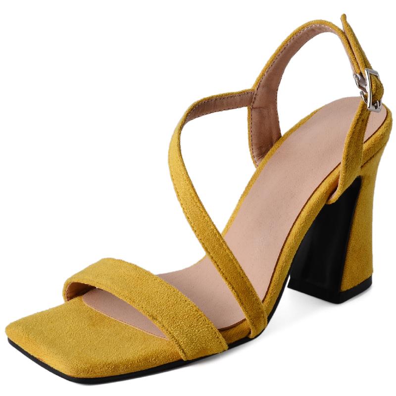 

Модные босоножки на высоком каблуке, женская летняя обувь, большой размер, красные, бежевые, на каблуке, шлепанцы, с ремешками на щиколотке, для вечеринки, свадьбы, женская обувь 39 жёлтый