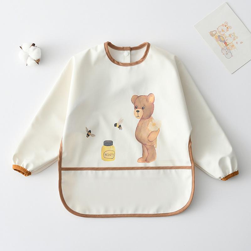 

Waterproof Long-Sleeve Baby Eating Bib with Food Pocket and Stain-Resistant Apron Custom Labeling Special