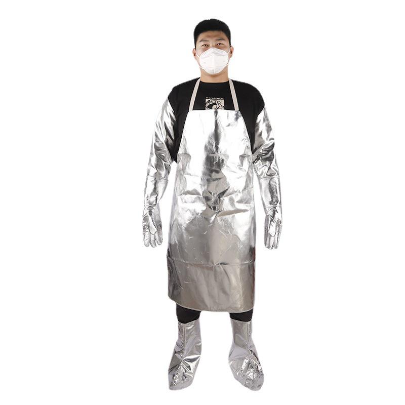 Aluminum Foil Heat-Resistant Protective Gear: Fireproof Apron, Leg Guards, Gloves, and Sleeves for High-Temperature Aluminum and Steel Work.