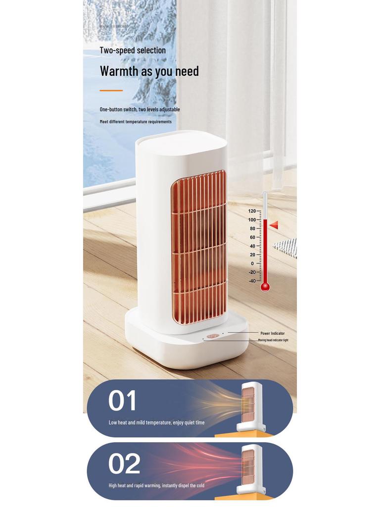 Portable Desktop Vertical Fan Heater - Quick Heating for Home or Dorm