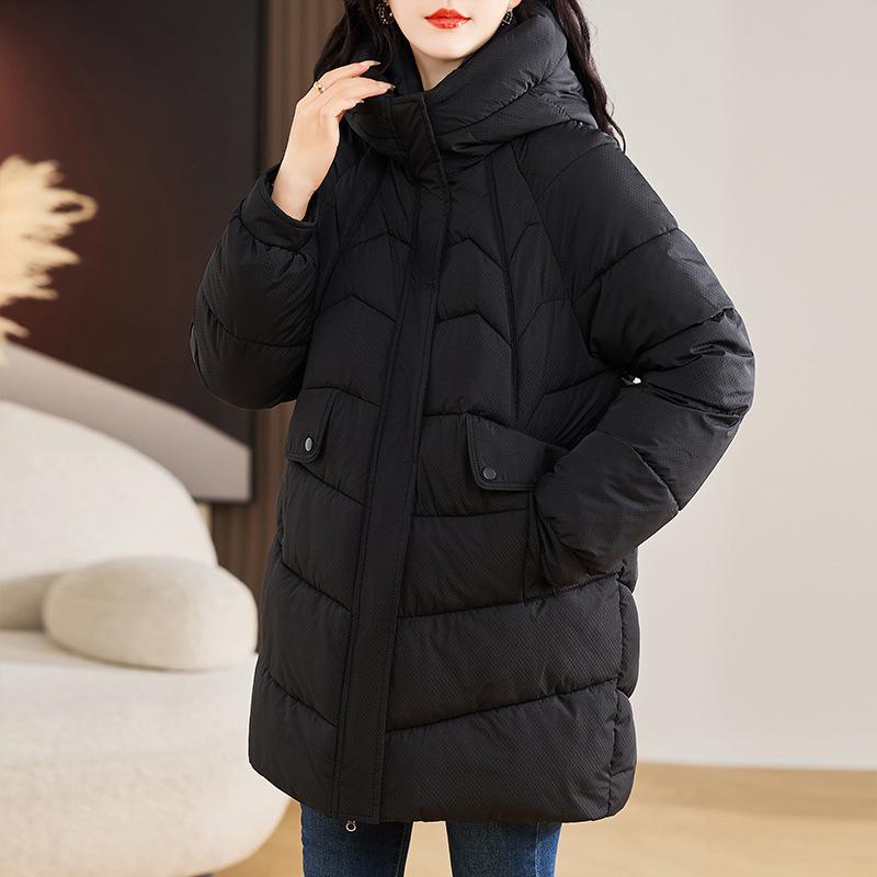 New winter down cotton jacket women's long large loose cotton jacket warm cotton-padded jacket thickened