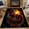 Mehrere Größen Flammender Totenkopf und Drache Teppich für Wohnzimmer Schlafzimmer Sofa Heimdekoration Rus Rutschfeste Fußmatte Luxuriöses Geschenk