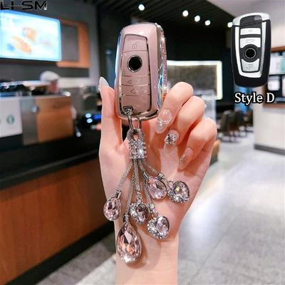 Pink Diamond Style Tpu For Bmw F20 F30 G20 F31 F34 F10 G30 F11 X3 F25 X4 I3 M3 M4 1 3 5 Series Car Key Case Cover Fob Keychain