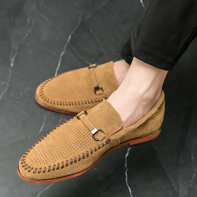 Fashion High Quality Casual Suede Leather Shoes Men Handmade Designer Green Loafers Men Flat Mocasines Breathable Formal Man Shoes 2024