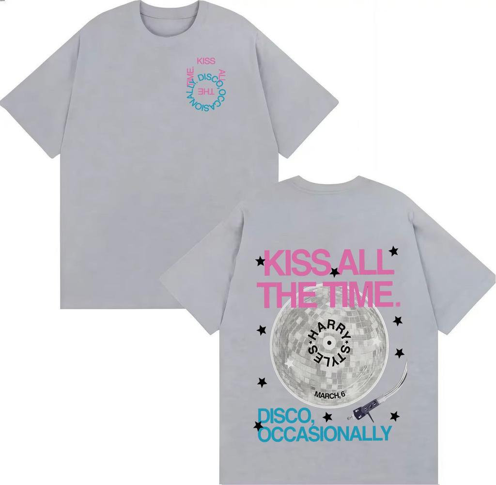 Harry Styles Kiss All The Time Disco Occasionally Graphics Tshirt Unisex Women Summer Cotton Clothing Short Sleeved Top