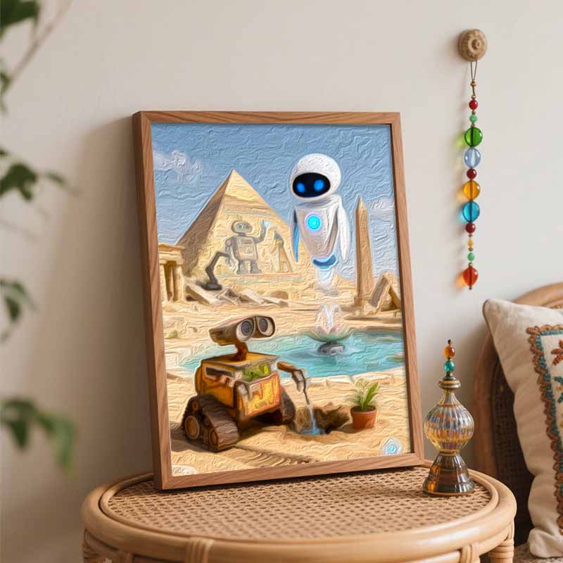 Disney Robot Pyramid Desert Oil Paint Digital Painting Art Kit FillIn Painting Home Decor