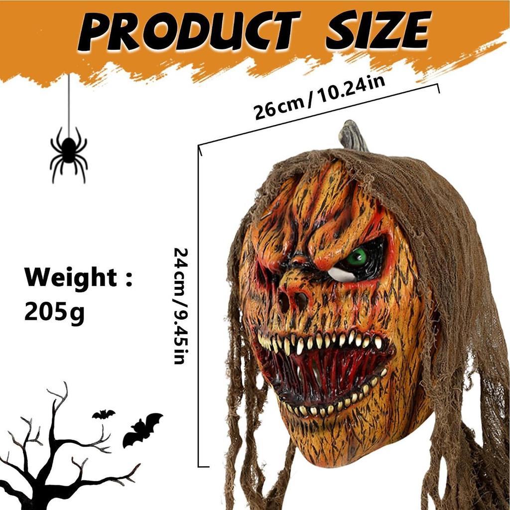 Halloween Pumpkin Face Head Headgear Scary Cosplay Costume for Stage Shows