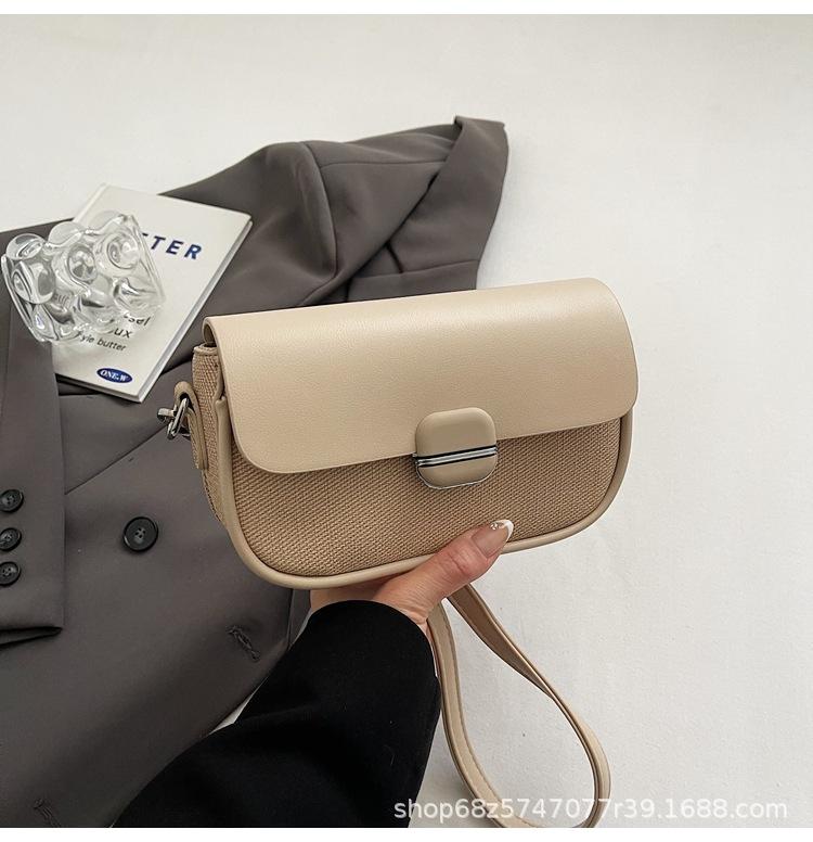 Korean Version of the Hot-selling Fashion Niche Casual Small Square Bag Women's Personality Simple Style Advanced Sense Solid Color Splicing