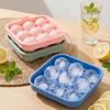 Ice Cube Mold Covered Dust-Proof Silicone Ice Cube Maker with Water-Draining Design 9-Compartment Food-Grade Silicone Football Shape Ice Ball Tray