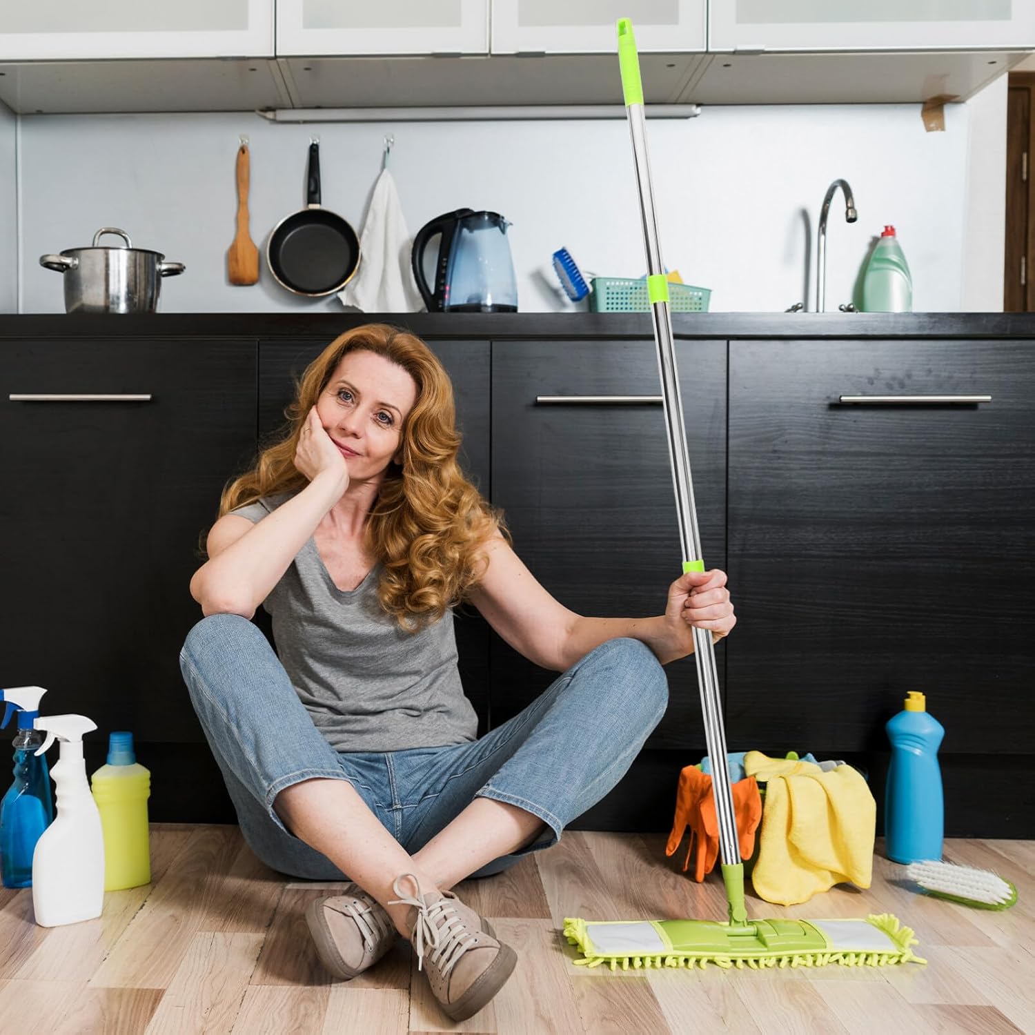 1set Mop Handle Replacement Three-Section Broom Pole for Versatile Use Ergonomic Grip Compatible with Various Broom Heads Plastic and Stainless Steel