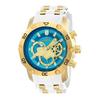 Invicta Pro Diver 23423 Quartz Watch, 50mm, White Gold with Silicone and Stainless Steel Strap, Blue Dial, Beige